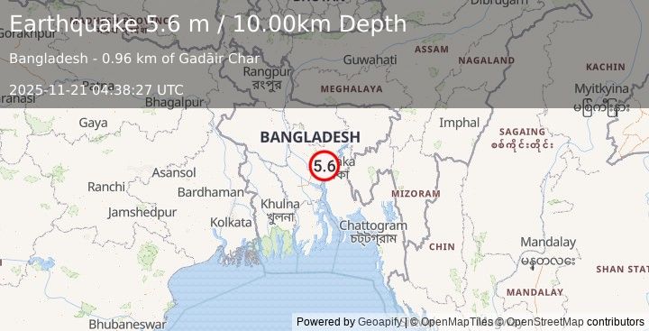 Earthquake BANGLADESH (5.5 mw) (2025-11-21 04:38:26 UTC)