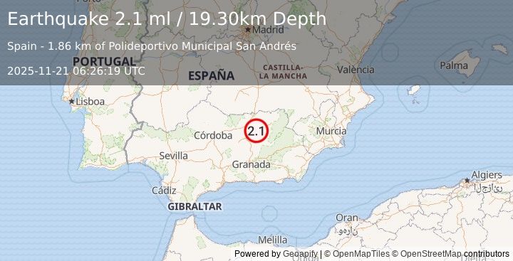 Earthquake SPAIN (2.1 ml) (2025-11-21 06:26:19 UTC)
