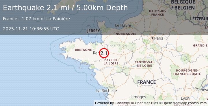 Earthquake FRANCE (2.1 ml) (2025-11-21 10:36:55 UTC)