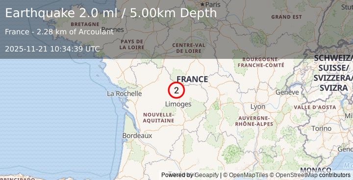 Earthquake FRANCE (2.0 ml) (2025-11-21 10:34:39 UTC)