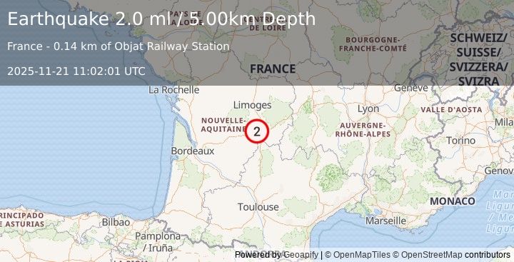Earthquake FRANCE (2.0 ml) (2025-11-21 11:02:01 UTC)
