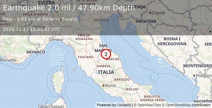 Earthquake CENTRAL ITALY (2.0 ml) (2025-11-21 11:01:42 UTC)