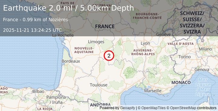Earthquake FRANCE (2.0 ml) (2025-11-21 13:24:25 UTC)