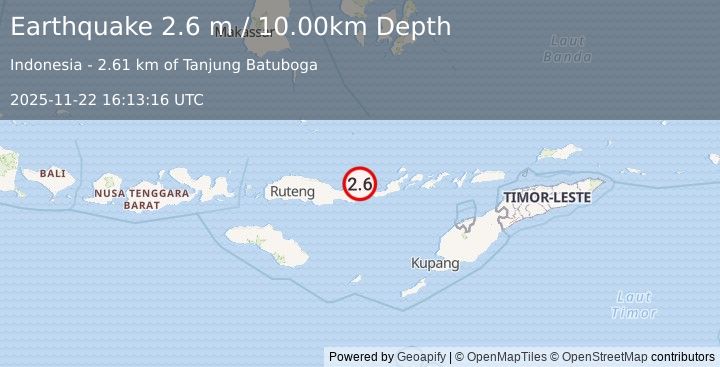 Earthquake FLORES REGION, INDONESIA (2.6 m) (2025-11-22 16:13:16 UTC)