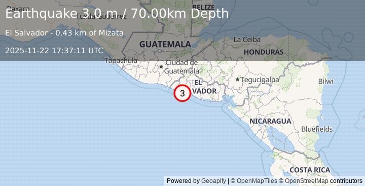 Earthquake EL SALVADOR (3.0 m) (2025-11-22 17:37:11 UTC)
