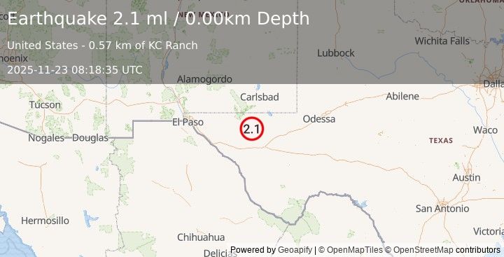 Earthquake WESTERN TEXAS (2.1 ml) (2025-11-23 08:18:35 UTC)