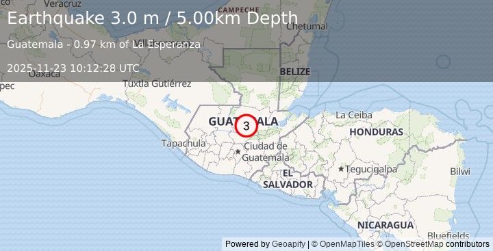 Earthquake GUATEMALA (3.0 m) (2025-11-23 10:12:31 UTC)