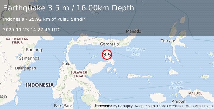 Earthquake SULAWESI, INDONESIA (3.5 m) (2025-11-23 14:27:46 UTC)