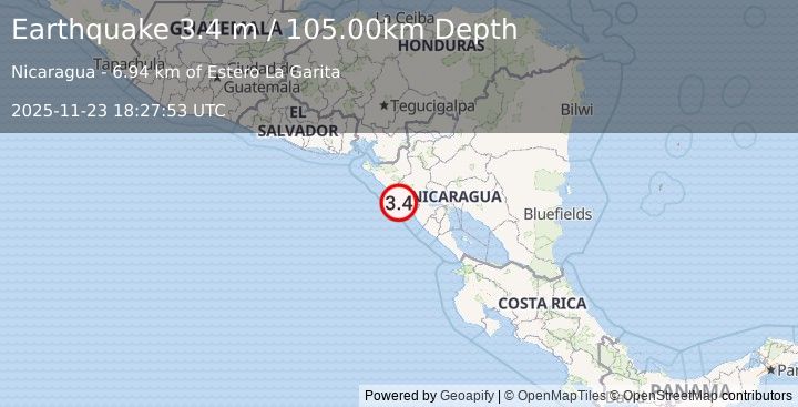 Earthquake NICARAGUA (3.4 m) (2025-11-23 18:27:53 UTC)