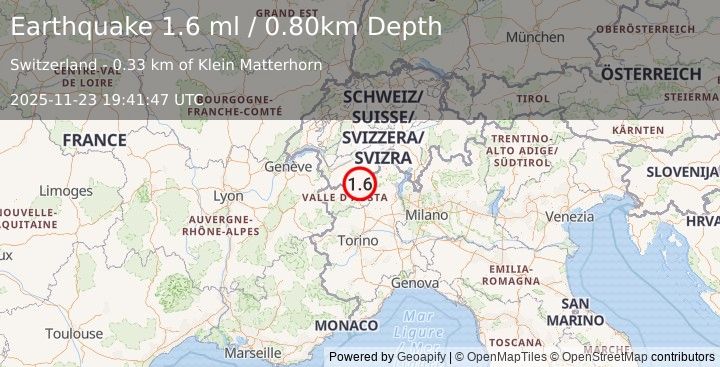 Earthquake SWITZERLAND (1.6 ml) (2025-11-23 19:41:47 UTC)