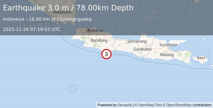 Earthquake JAVA, INDONESIA (3.0 m) (2025-11-24 07:19:03 UTC)