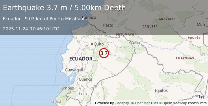 Earthquake ECUADOR (3.4 ml) (2025-11-24 07:46:08 UTC)