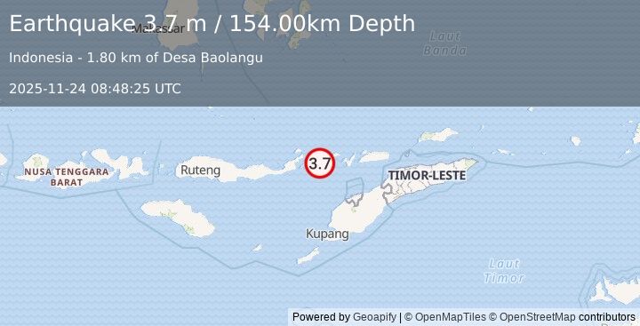 Earthquake FLORES REGION, INDONESIA (3.7 m) (2025-11-24 08:48:25 UTC)