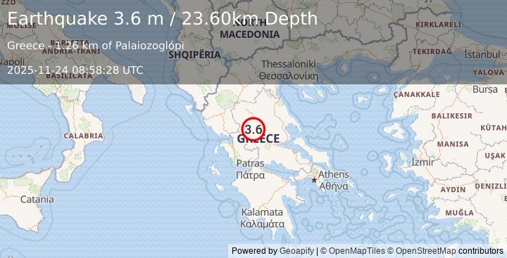 Earthquake GREECE (3.6 m) (2025-11-24 08:58:28 UTC)