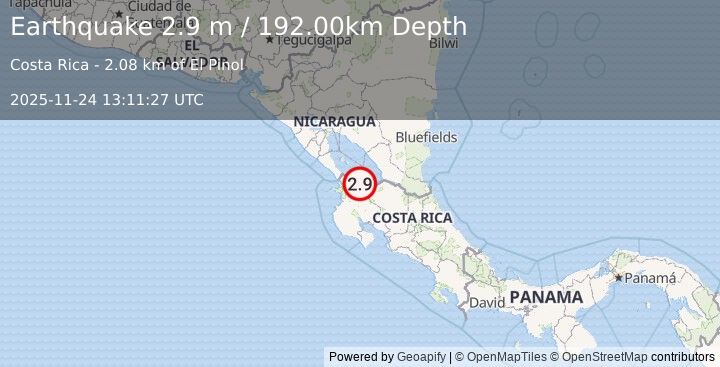 Earthquake NICARAGUA (2.8 m) (2025-11-24 13:11:34 UTC)