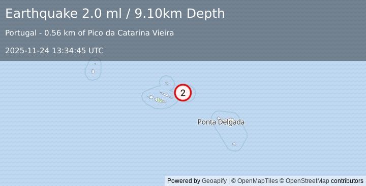 Earthquake AZORES ISLANDS, PORTUGAL (2.0 ml) (2025-11-24 13:34:45 UTC)