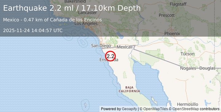 Earthquake BAJA CALIFORNIA, MEXICO (2.2 ml) (2025-11-24 14:04:57 UTC)