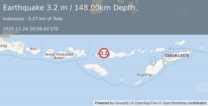 Earthquake FLORES REGION, INDONESIA (3.2 m) (2025-11-24 20:56:43 UTC)