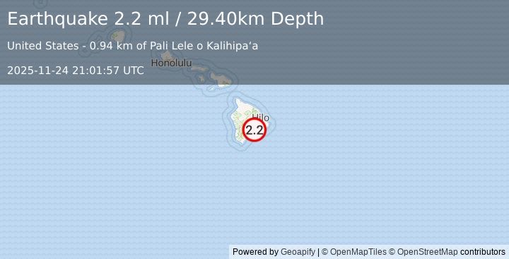Earthquake ISLAND OF HAWAII, HAWAII (2.2 ml) (2025-11-24 21:01:57 UTC)
