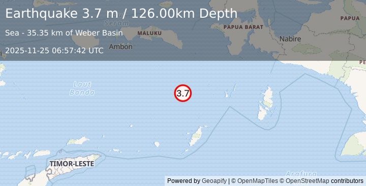 Earthquake BANDA SEA (3.7 m) (2025-11-25 06:57:42 UTC)