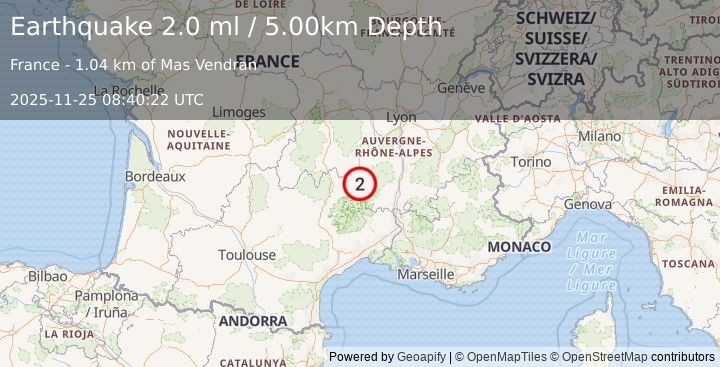 Earthquake FRANCE (2.0 ml) (2025-11-25 08:40:22 UTC)
