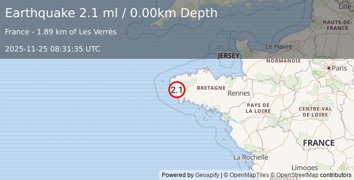 Earthquake FRANCE (2.1 ml) (2025-11-25 08:31:35 UTC)