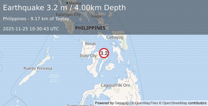 Earthquake NEGROS- CEBU REG, PHILIPPINES (3.2 m) (2025-11-25 10:30:43 UTC)