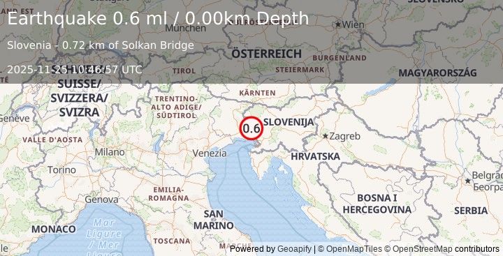 Earthquake SLOVENIA (0.6 ml) (2025-11-25 10:46:57 UTC)