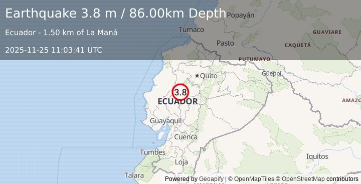 Earthquake ECUADOR (2.7 ml) (2025-11-25 11:03:38 UTC)