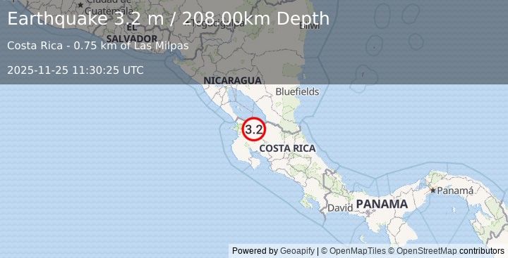 Earthquake COSTA RICA (3.2 m) (2025-11-25 11:30:25 UTC)