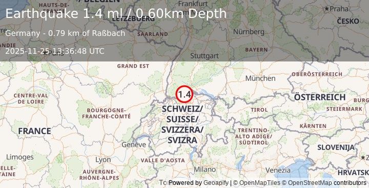 Earthquake GERMANY (1.4 ml) (2025-11-25 13:36:48 UTC)