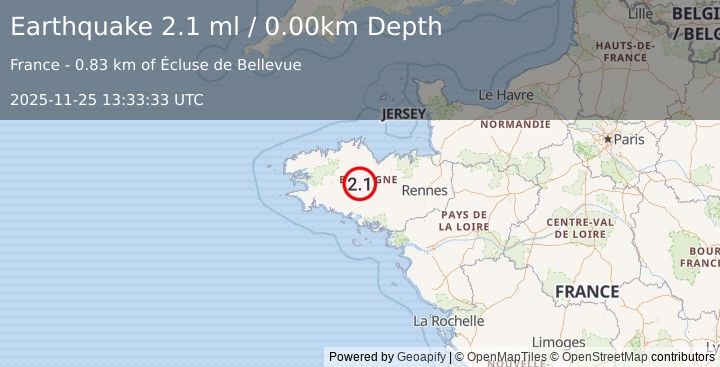 Earthquake FRANCE (2.1 ml) (2025-11-25 13:33:33 UTC)
