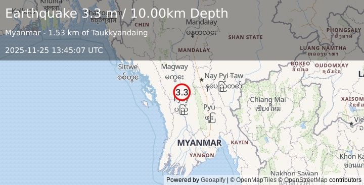 Earthquake MYANMAR (3.3 m) (2025-11-25 13:45:07 UTC)
