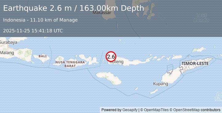Earthquake FLORES REGION, INDONESIA (2.6 m) (2025-11-25 15:41:18 UTC)