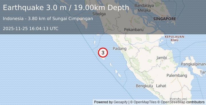 Earthquake KEP. MENTAWAI REGION, INDONESIA (3.0 m) (2025-11-25 16:04:13 UTC)