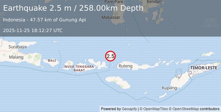 Earthquake FLORES SEA (2.5 m) (2025-11-25 18:12:27 UTC)