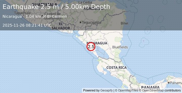Earthquake NICARAGUA (2.5 m) (2025-11-26 08:21:41 UTC)