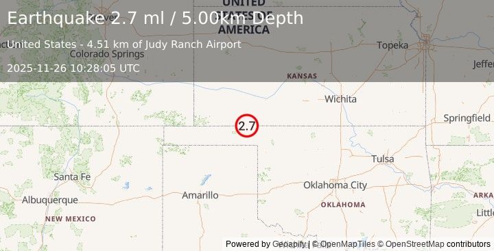 Earthquake OKLAHOMA (2.6 ml) (2025-11-26 10:28:06 UTC)
