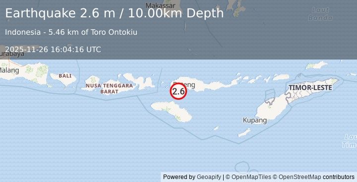 Earthquake FLORES REGION, INDONESIA (2.6 m) (2025-11-26 16:04:16 UTC)