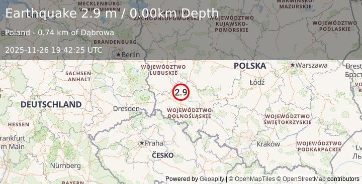 Earthquake POLAND (2.9 m) (2025-11-26 19:42:25 UTC)
