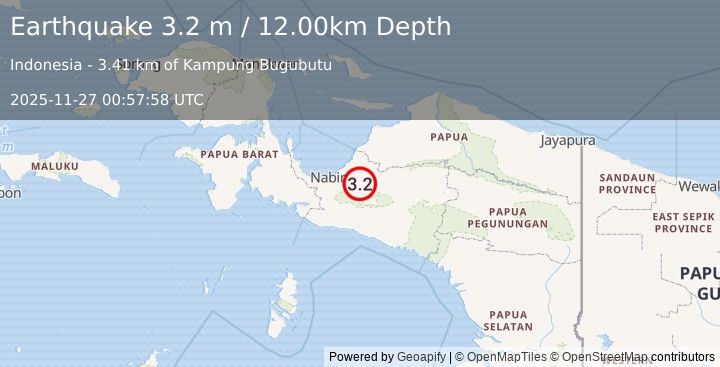 Earthquake PAPUA, INDONESIA (3.2 m) (2025-11-27 00:57:58 UTC)