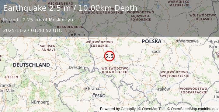 Earthquake POLAND (2.6 m) (2025-11-27 01:40:53 UTC)