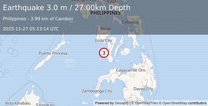 Earthquake NEGROS, PHILIPPINES (3.0 m) (2025-11-27 05:13:14 UTC)