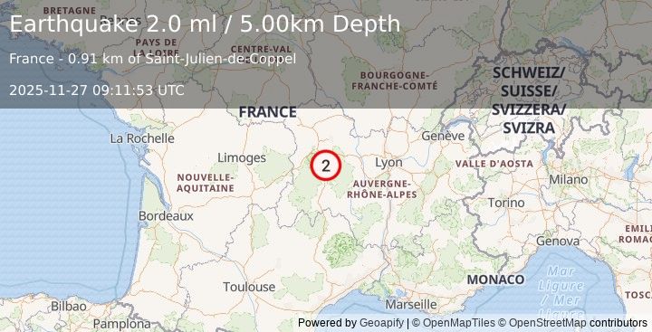 Earthquake FRANCE (2.0 ml) (2025-11-27 09:11:53 UTC)