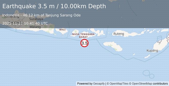 Earthquake SUMBAWA REGION, INDONESIA (3.5 m) (2025-11-27 10:41:40 UTC)