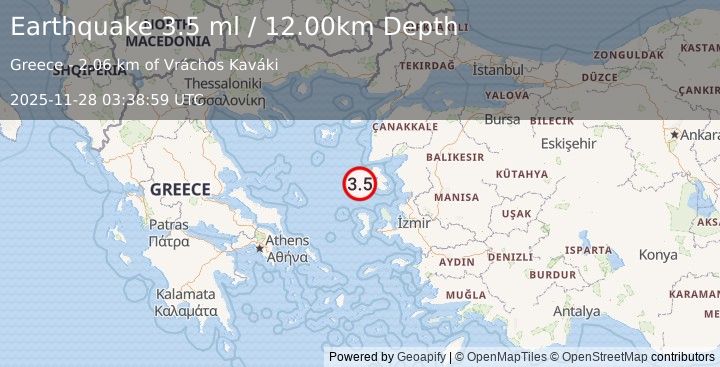 Earthquake AEGEAN SEA (3.5 ml) (2025-11-28 03:38:59 UTC)