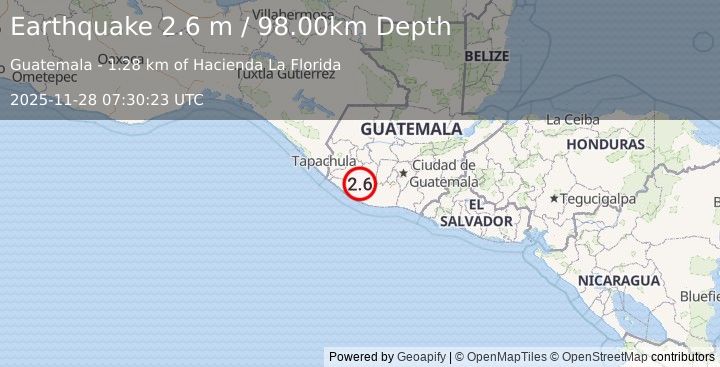 Earthquake GUATEMALA (2.6 m) (2025-11-28 07:30:23 UTC)