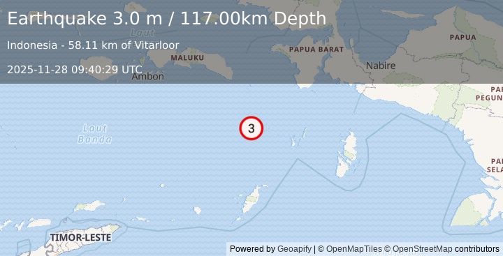 Earthquake BANDA SEA (3.0 m) (2025-11-28 09:40:29 UTC)