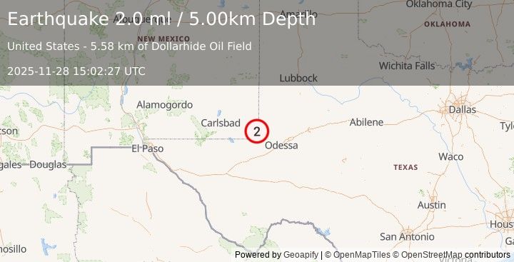 Earthquake NEW MEXICO (2.0 ml) (2025-11-28 15:02:27 UTC)
