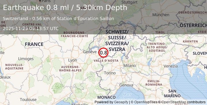 Earthquake SWITZERLAND (0.8 ml) (2025-11-29 09:13:57 UTC)